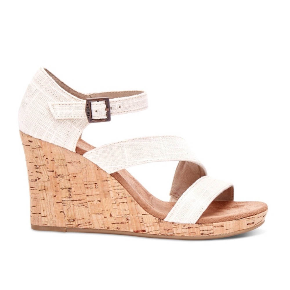 TOMS Cream Cork Wedge Sandals